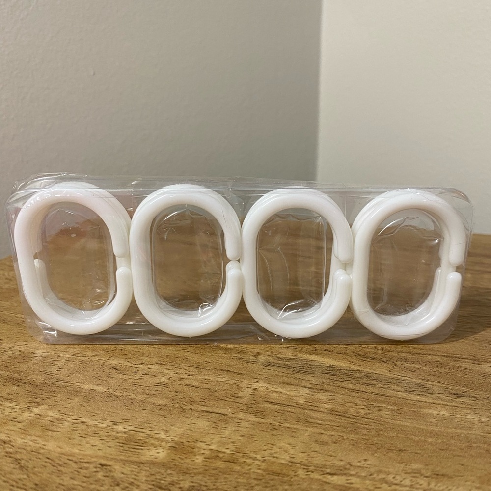 White Oval Shower Curtain Rings